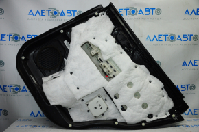 Door trim card rear left Nissan Pathfinder 13-19 black with black insert leather, armrest leather, scratches, bumps