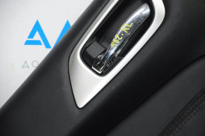 Door trim card rear left Nissan Pathfinder 13-19 black with black insert leather, armrest leather, scratches, bumps