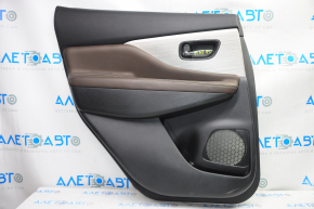 Door trim card rear left Nissan Murano z52 15-18 black with brown insert leather, molding gray gloss, scratches, bumps