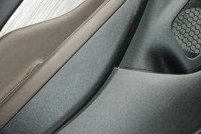 Door trim card rear left Nissan Murano z52 15-18 black with brown insert leather, molding gray gloss, scratches, bumps