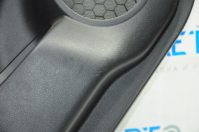 Door trim card rear left Nissan Rogue 14-16 black with black insert plastic, molding graphite gloss, armrest leather, scratches