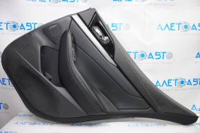 Door trim card rear right Nissan Maxima A36 16-18 black with black insert leather, armrest leather, molding gray gloss, tears, scratches