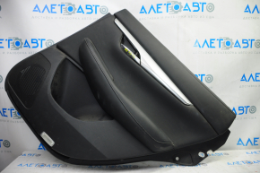 Door trim card rear right Infiniti QX50 19-20 black with black insert leather, armrest leather, molding gray gloss, scratches, chrome