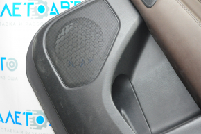 Door trim card rear right Infiniti JX35 QX60 13-13 black with brown insert leather, armrest leather, molding under wood gloss, under tweeter, scratches, bumps