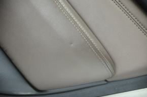 Door trim card rear right Infiniti JX35 QX60 13-13 black with brown insert leather, armrest leather, molding under wood gloss, under tweeter, scratches, bumps