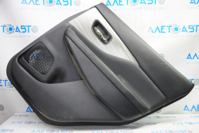 Door trim card rear right Nissan Murano z52 15-18 black with black insert leather, molding gray gloss, tears, scratches, bumps