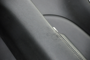 Door trim card rear right Nissan Pathfinder 13-19 black with black insert leather, armrest leather, scratches, bumps