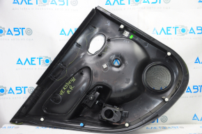 Door trim card rear right Nissan Versa 12-19 usa black with black insert plastic, under fur window lift, scratches