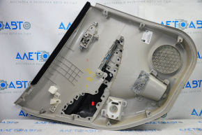 Door trim card rear right Nissan Leaf 13-12 gray, armrest cloth, broken crepe, scratches, creases