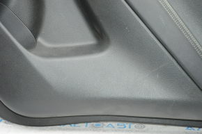 Door trim card rear right Nissan Rogue 14-16 black with black insert plastic, molding under carbon gloss, armrest leather, scratches
