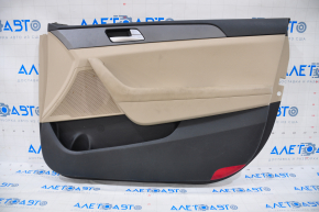 Door trim card front right Hyundai Sonata 15-19 beige with beige insert plastic, armrest leather, gray molding structure, for dry cleaning