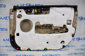 Door trim card front left Hyundai Sonata 15-19 beige with beige insert plastic, leather armrest, gray molding, for cleaning, scratch