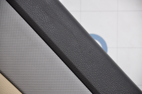 Door trim card rear right Hyundai Sonata 15-17 black with beige insert plastic, armrest leather, gray molding structure, scratch