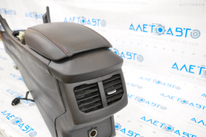 Central console armrest Ford Fusion mk5 13-16 leather black with red stitching, dented pad, with air duct