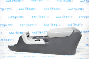 Console center armrest and cup holders Toyota Sequoia 08-16 leather, gray, scratches