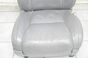 Passenger seat Toyota Sequoia 08-09 with airbag, electric, gray leather, without headrest, cracks, for re-upholstery, embroidered
