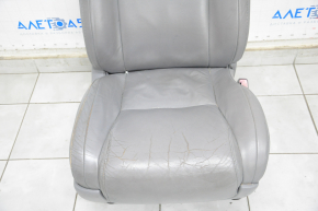 Passenger seat Toyota Sequoia 08-09 with airbag, electric, gray leather, without headrest, cracks, for re-upholstery, embroidered