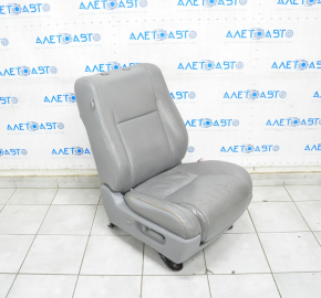 Passenger seat Toyota Sequoia 08-09 with airbag, electric, gray leather, without headrest, cracks, for re-upholstery, embroidered