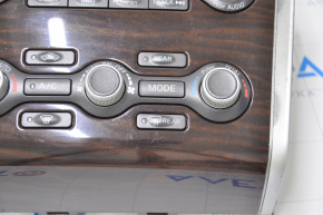 Climate control and audio control Nissan Pathfinder 13-16 under navigation, wood-like scratched and rubbed overlay
