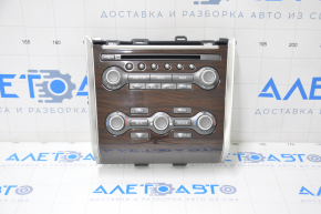 Climate control and audio control Nissan Pathfinder 13-16 without navigation wood grain scratched and rubbed overlay, scratch on the knob