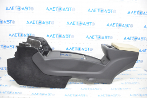 Central console armrest and cup holders Tesla Model X 16-21 leather beige+black, scratches, pressed,
