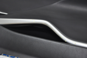 Door trim card rear left Tesla Model S 12-15 pre-restyling, black leather, scratches, bumps on chrome