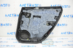Door trim card rear left Tesla Model S 12-15 pre-restyling, black leather, scratches, bumps on chrome
