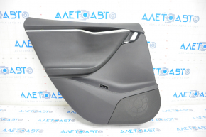 Door trim card rear left Tesla Model S 12-15 pre-restyling, black leather, scratches, bumps on chrome
