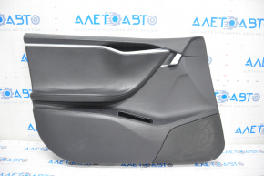 Door trim card front left Tesla Model S 12-15 pre-rest black, bumps, scratches on chrome, swollen leather