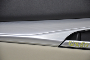 Door trim card front left Infiniti QX50 19-20 beige leather bumps and scratches on the trim, worn leather