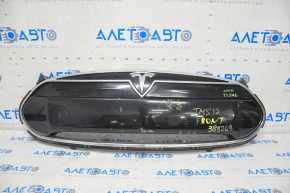 Radiator grill assembly Tesla Model S 12-15 pre-rest, without parking sensors, broken emblem, scratches, sand