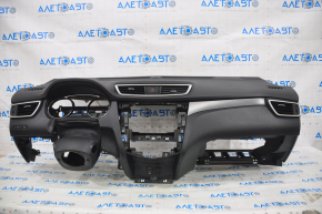 Torpedo front panel with AIRBAG Nissan Rogue 14-20 type 1 with overlay, black