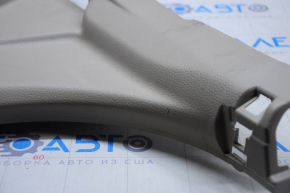 Lower right center pillar trim Nissan Rogue 14-20 beige, without plug, plastic turned white, scratch