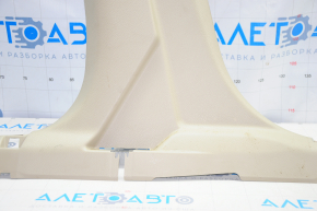 Center pillar trim lower left Nissan Rogue 14-20 beige, without plug, plastic turned white