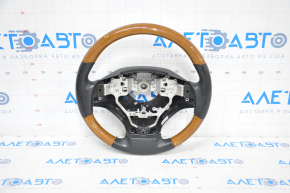 Naked steering wheel Lexus ES300h ES350 13-16 prerest leather black light wood scratches, pokes on wood