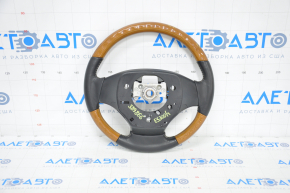 Naked steering wheel Lexus ES300h ES350 13-16 prerest leather black light wood scratches, pokes on wood