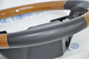 Naked steering wheel Lexus ES300h ES350 13-16 prerest leather black light wood scratches, pokes on wood