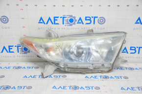 Headlight front right Toyota Highlander 11-13 bare hybrid halogen, for polishing