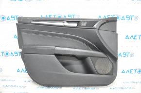 Door trim card front left Ford Fusion mk5 17-20 titanium, black leather, with backlight, cracks on molding, under chemical