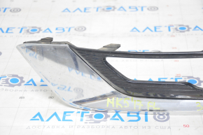 Front bumper grille left Ford Fusion mk5 17-18 under fog lights LED gloss, with chrome molding, sand