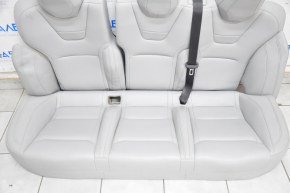Back row of seats 2nd row Tesla Model S 12-15 pre-restyling, grey leather, heated, worn, PERFORMANCE