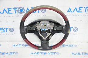 Steering wheel bare Lexus GS430 GS450h 06-07 leather black under mahogany, scratches on wood and leather, burnt wood