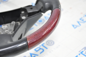 Steering wheel bare Lexus GS430 GS450h 06-07 leather black under mahogany, scratches on wood and leather, burnt wood