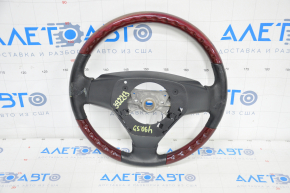 Steering wheel bare Lexus GS430 GS450h 06-07 leather black under mahogany, scratches on wood and leather, burnt wood