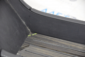 Central console armrest and cup holders Tesla Model S 12-15 pre-restoration, black leather, with wood inserts, gray armrest, chips on the insert