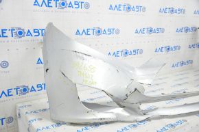 Front bumper bare Tesla Model S 12-15 pre-rest 6 sensors, gray, broken, scratches, no fragments, broken fastener