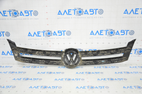 Grille cover with VW Tiguan 12-18 badge, rest bumps and sand on chrome
