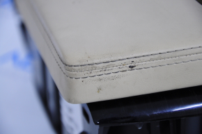Armrest with cup holders center console Tesla Model X 16-21 leather beige, worn, scratches