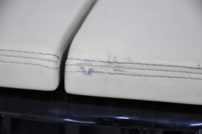 Armrest with cup holders center console Tesla Model X 16-21 leather beige, worn, scratches