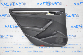 Door trim card rear left VW Passat b8 16-19 USA black with dark gray wood trim, broken fastener